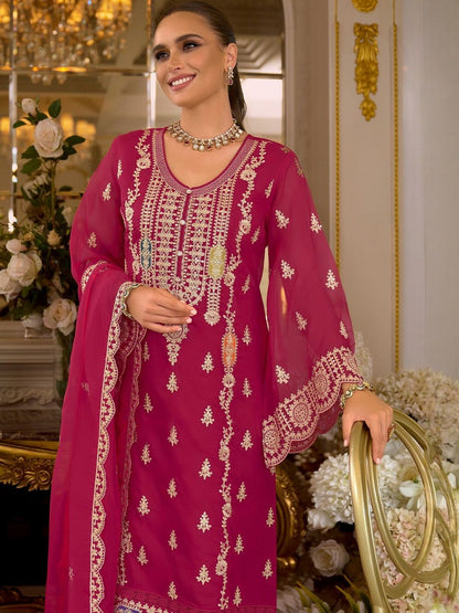 Women Ethnic Motifs Embroidered Kurta with Trousers & Dupatta