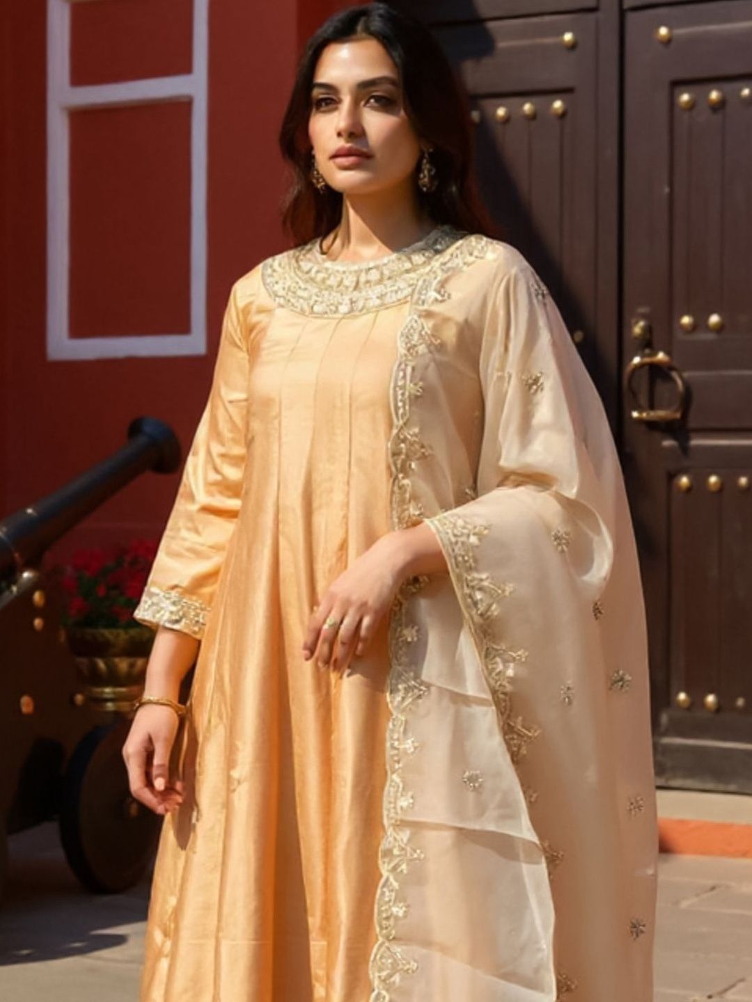 Women Ethnic Motifs Embroidered Kurta with Palazzos & With Dupatta
