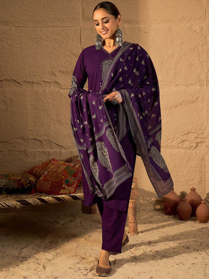 Women Floral Printed Mirror Work Pure Cotton Kurta with Trousers & Dupatta