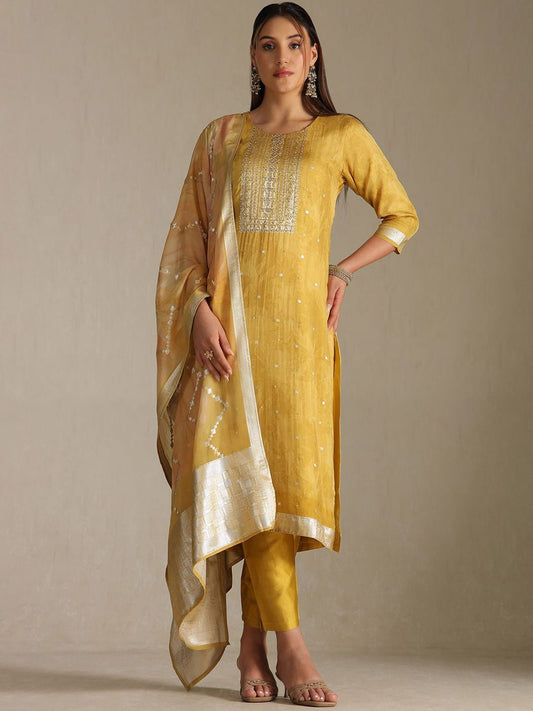 Dhiyona SO Women's Women Woven Design Kurta with Trousers & Dupatta