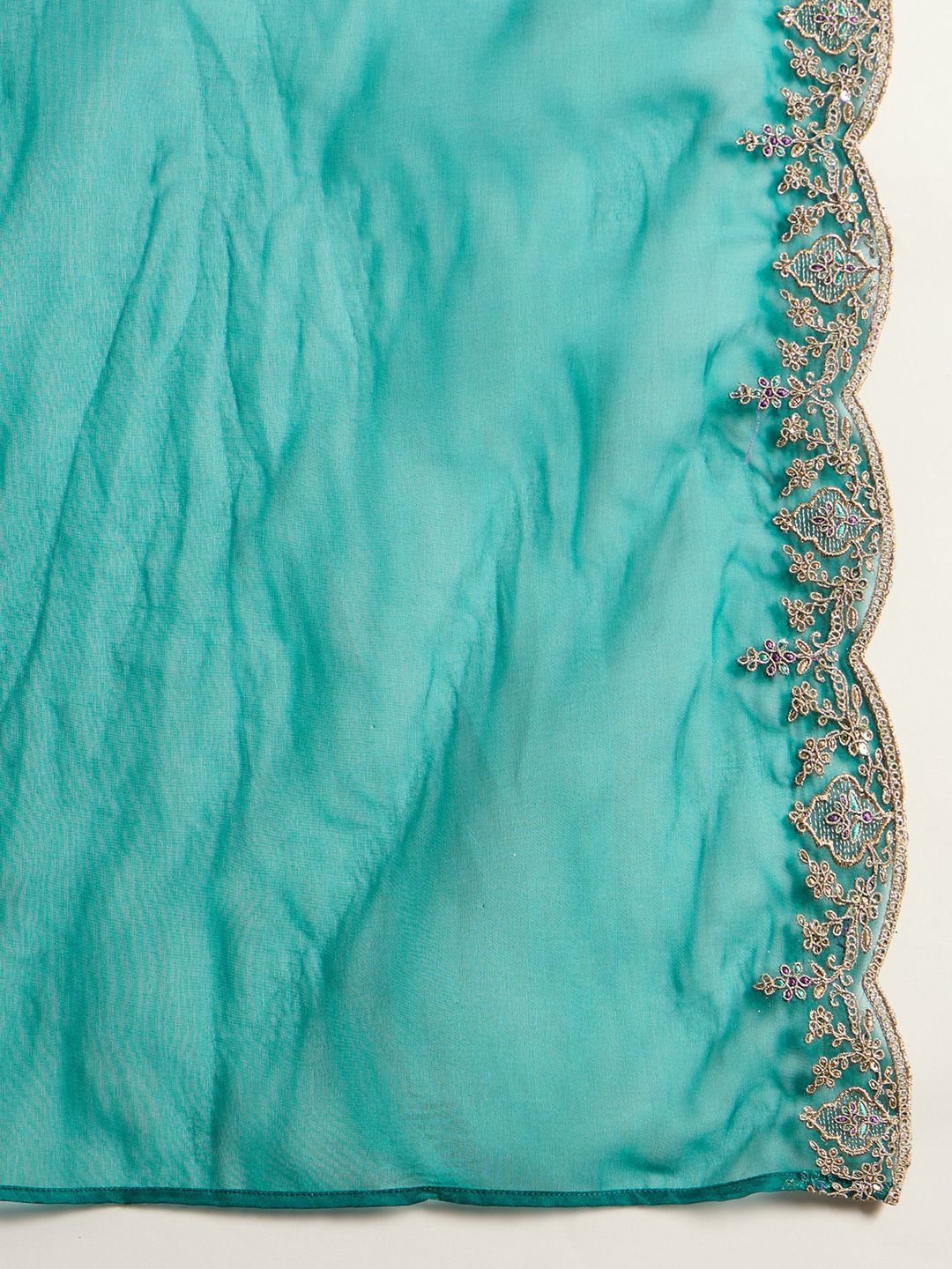 Dhiyona IE Ethnic Motifs Embroidered Regular Velvet Straight Kurta with Trousers & Dupatta