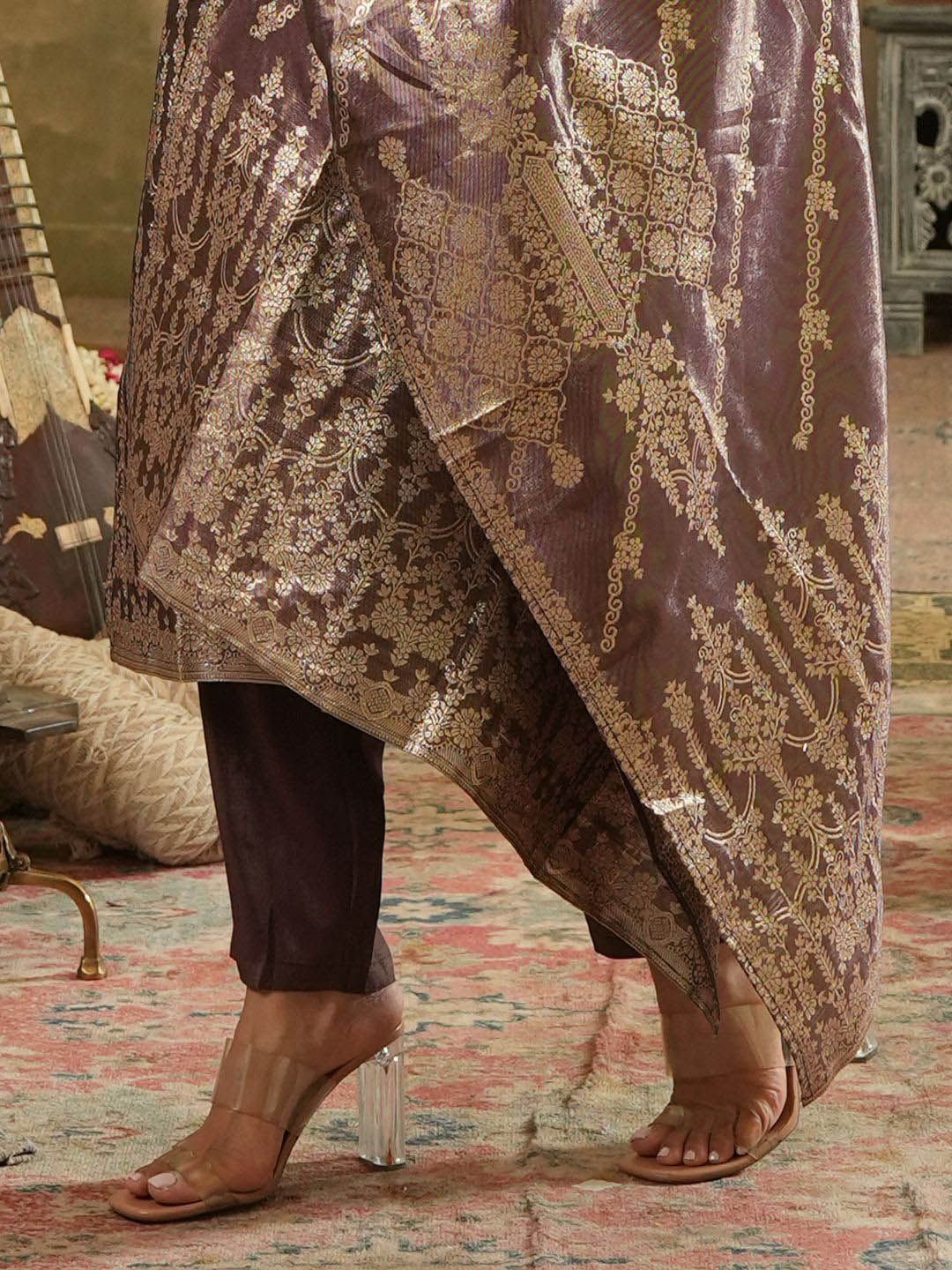 Women Ethnic Motifs Regular Kurta with Trousers & With Dupatta