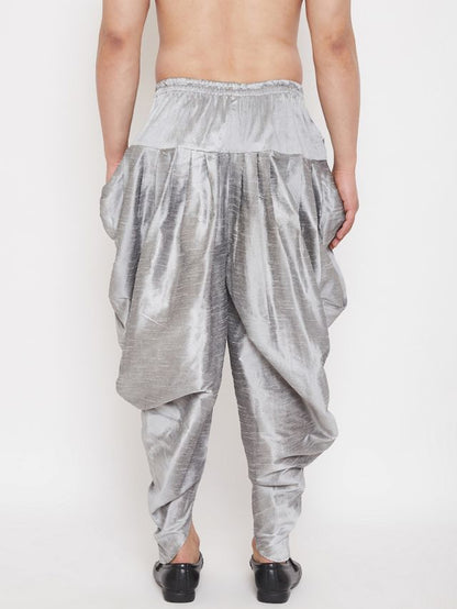 Men's Grey Silk Blend Regular Dhoti