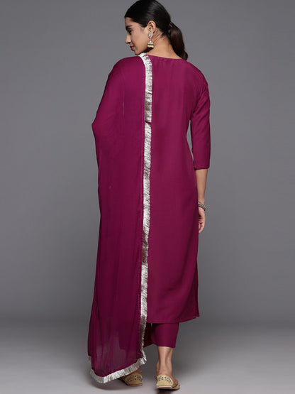 Dhiyona VA Women'sPaisley Zzari Embroidered Regular Kurta with Trousers & Dupatta