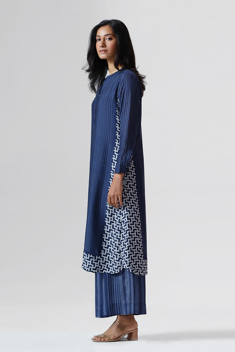 Women's Vintage Indigo Bemberg Silk Co-ord Set
