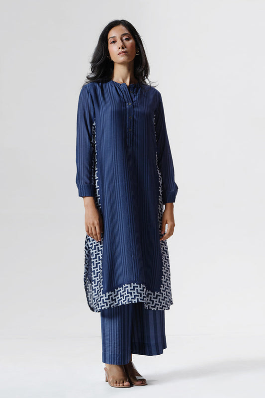 Women's Vintage Indigo Bemberg Silk Co-ord Set