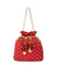 Dhiyona NR Red & Gold-Toned Embroidered Potli Clutch