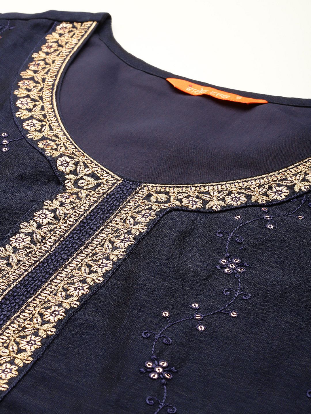 Dhiyona IE Floral Embroidered Sequinned Kurta With Trousers & Dupatta