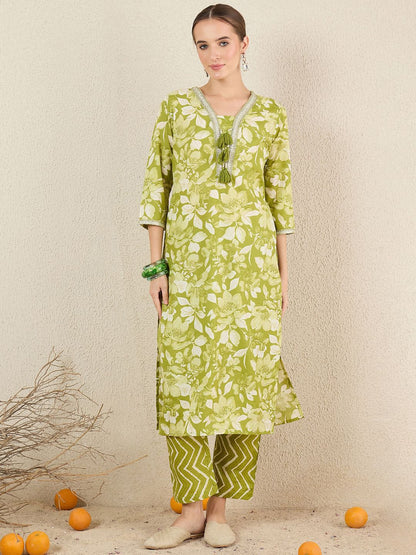 Dhiyona IE Women Floral Printed Kurta with Trousers & Dupatta