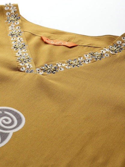 Dhiyona IE Quirky Printed Beads & Stones Kurta with Salwar