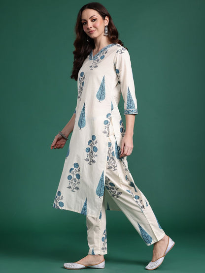 Dhiyona IE Floral Printed Regular Kurta with Trousers