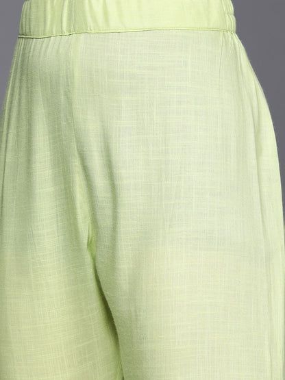 Dhiyona VA Women's Green Pleated Kurta with Trousers & Dupatta