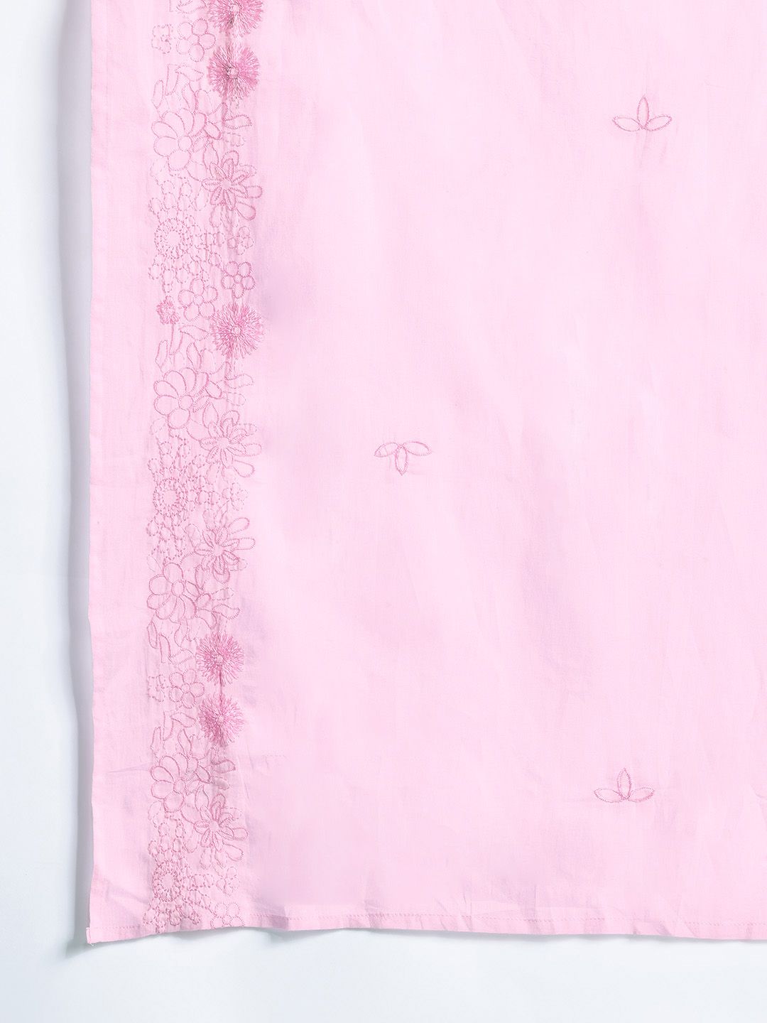 Floral Embroidered Panelled Thread Work Pure Cotton Kurta with Trousers & Dupatta