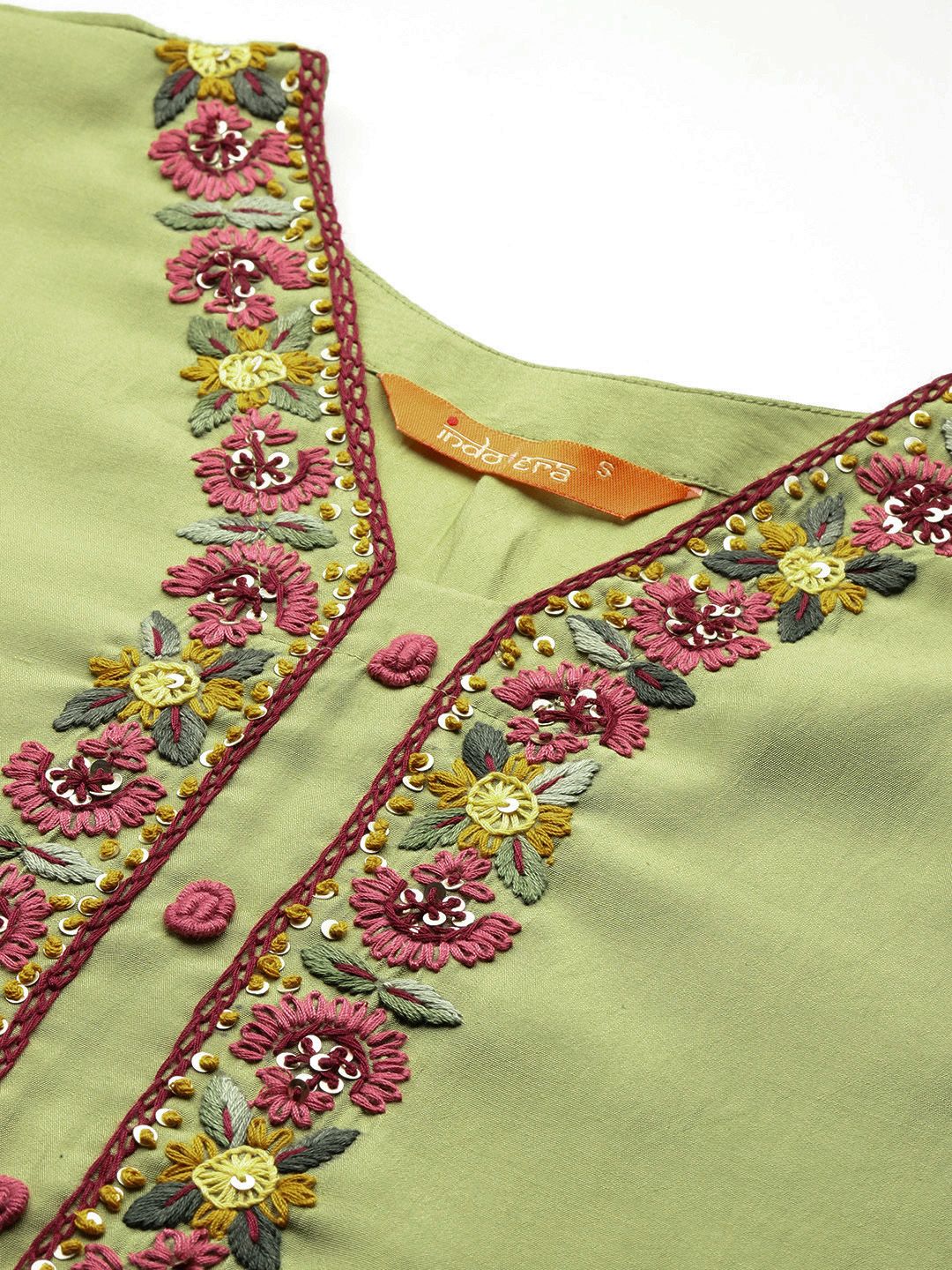Floral Embroidered Thread Work Kurta with Trousers & With Dupatta