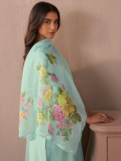 Women Floral Embroidered Regular Thread Work Kurta with Trousers & With Dupatta