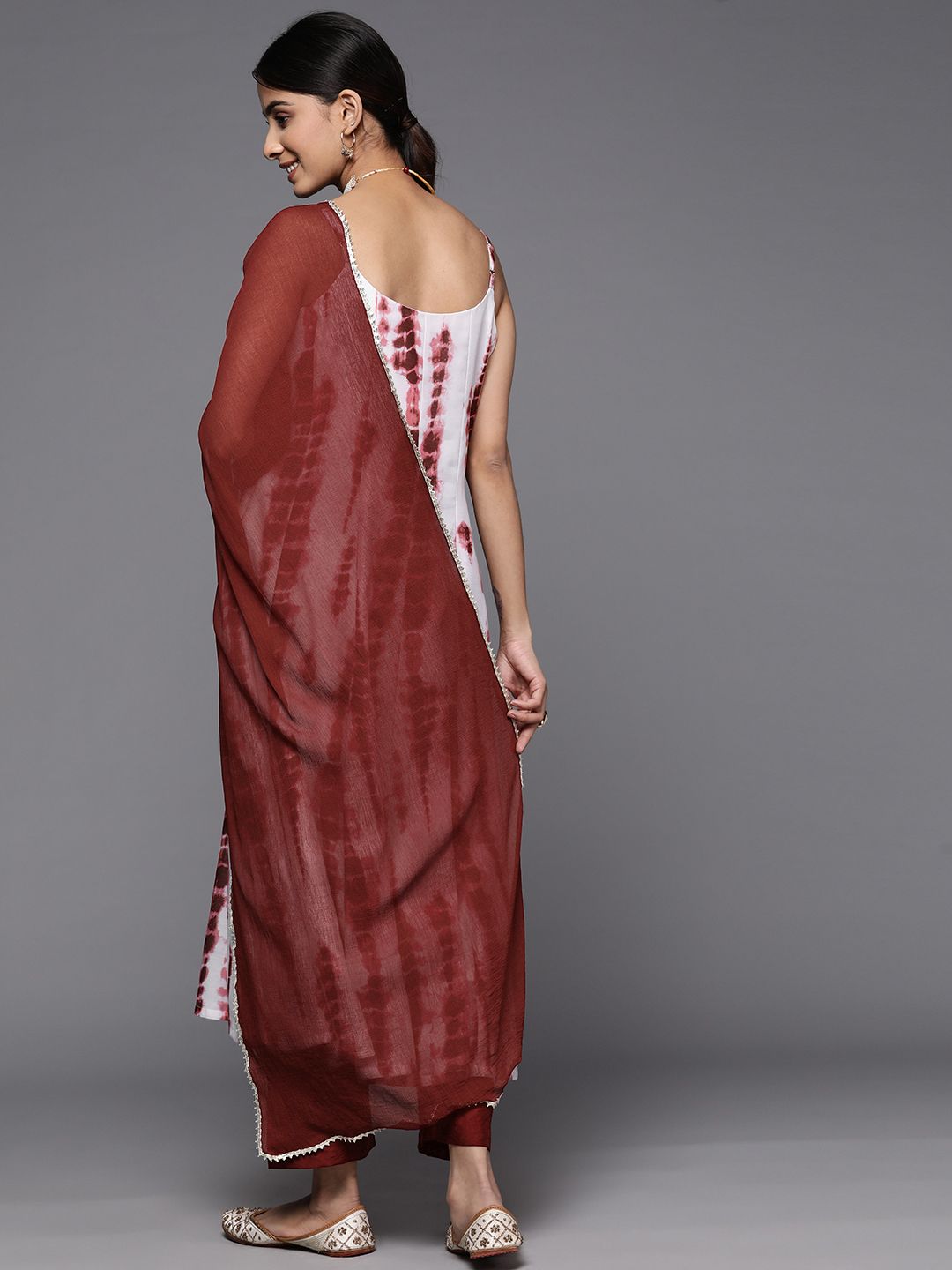 Dhiyona VA Women'sDyed Anarkali Kurta With Trousers & With Dupatta