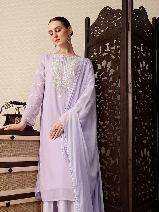 Dhiyona PD Women Paisley Yoke Design Thread Work Jashn Kurta with Sharara & Dupatta