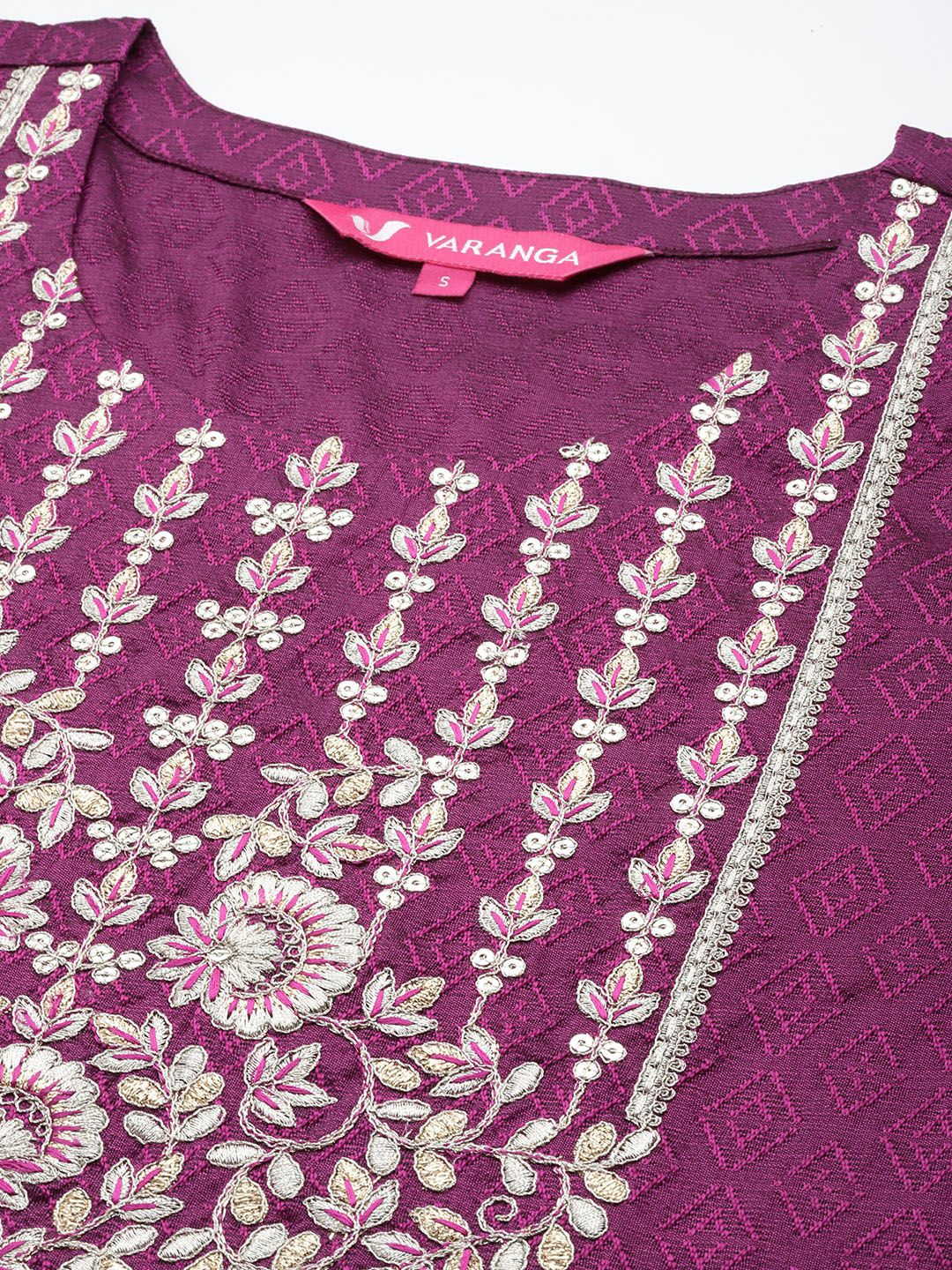 Dhiyona VA Women's Floral Yoke Design Regular Sequinned Kurta with Trousers & With Dupatta