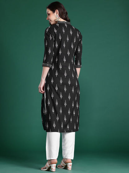 Dhiyona IE Ethnic Motifs Printed Pure Cotton Thread Work Kurta