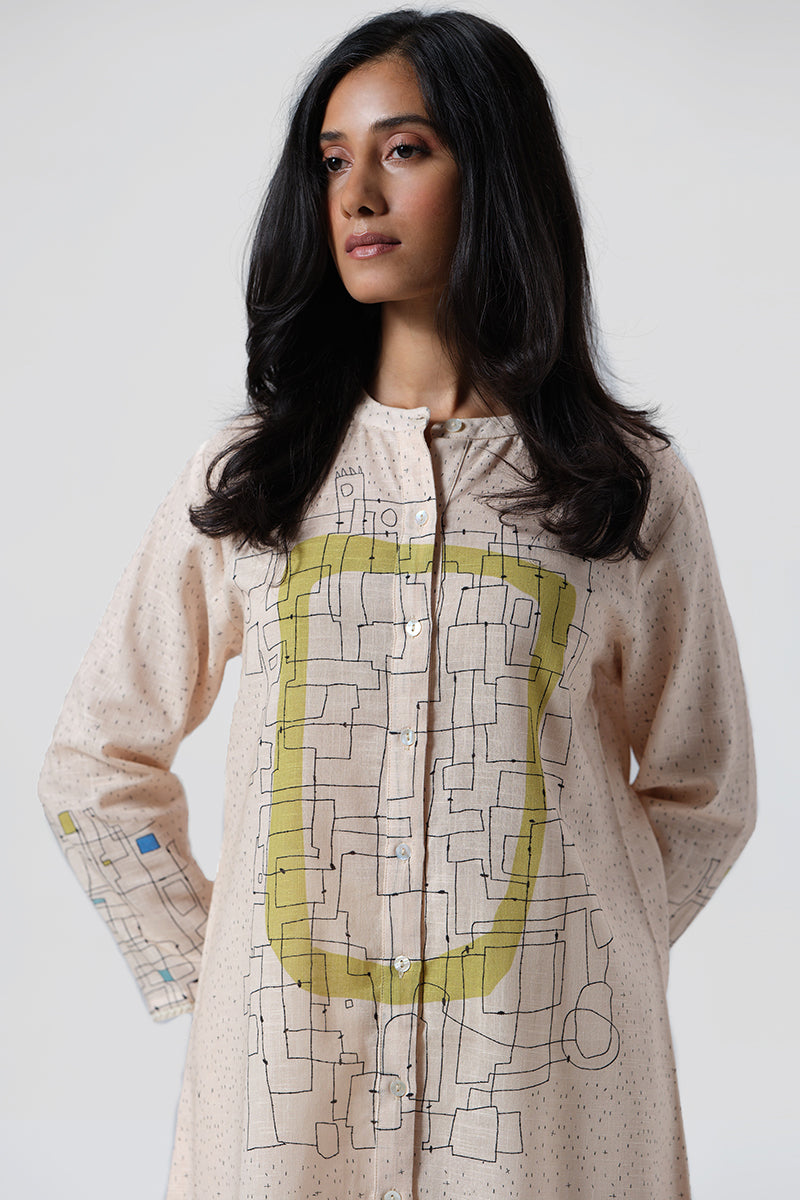 Women's Pearled Ivory Cotton Linen Co-ord Set