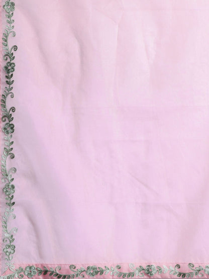 Dhiyona IE Floral Embroidered Thread Work Kurta With Trousers & Dupatta