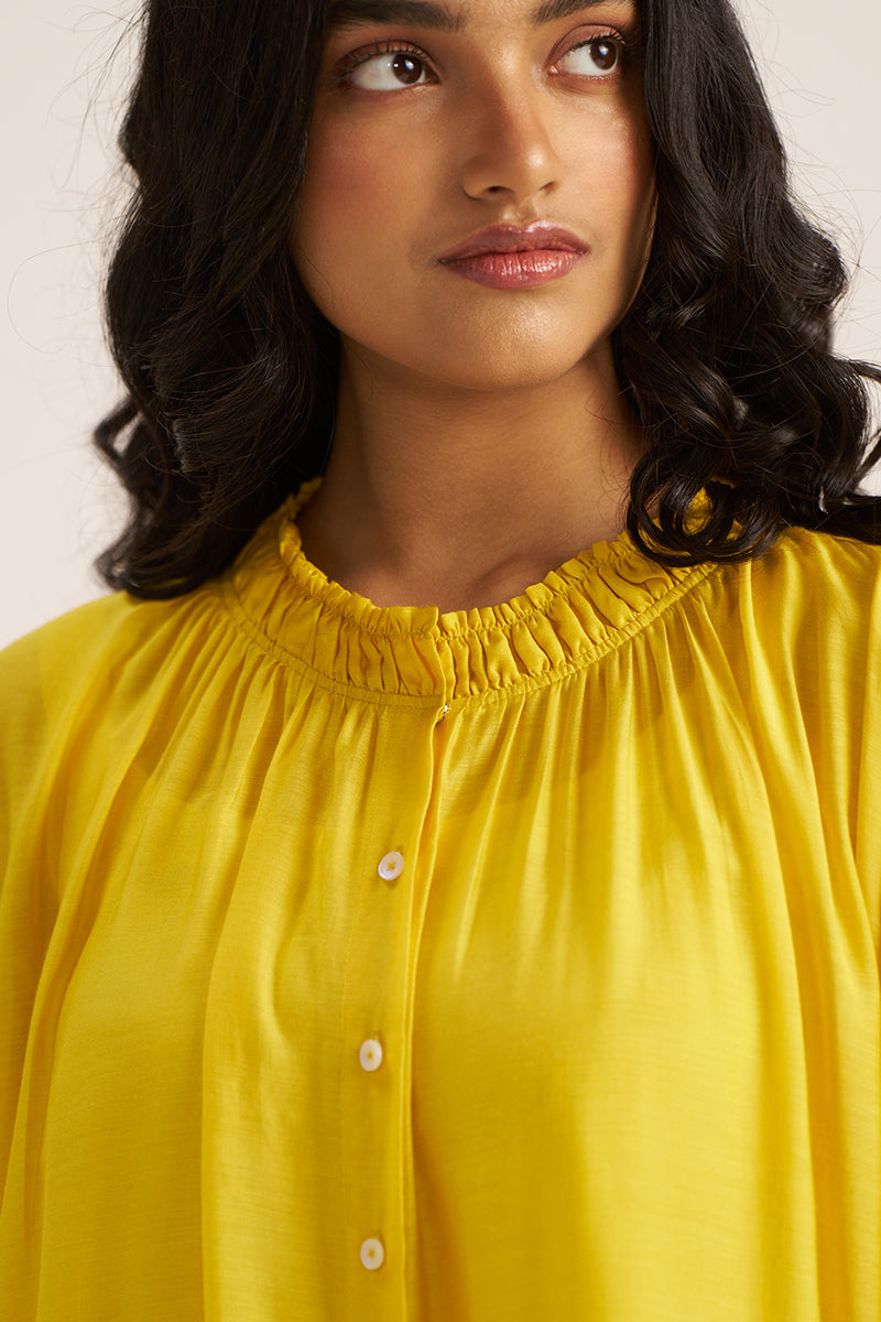 Women's Lemon Yellow Embroidered Shirt