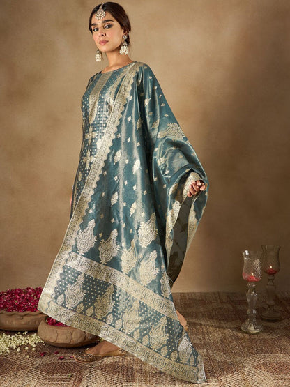 Dhiyona IE Women Ethnic Motifs Regular Kurta with Trousers & Dupatta