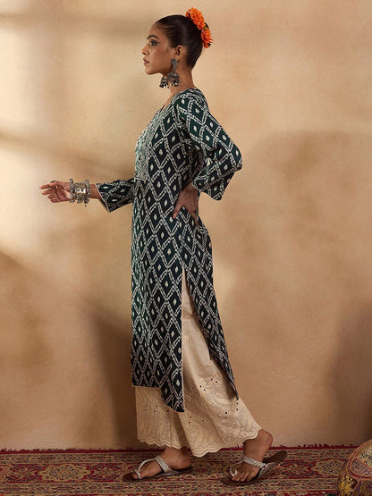 Dhiyona IE Ethnic Motifs Printed Thread Work Kurta