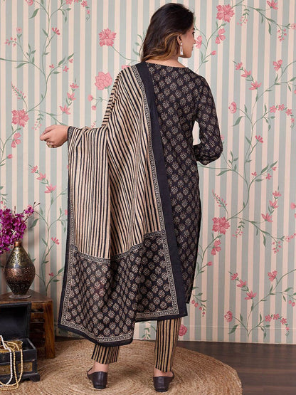 Dhiyona OD  Ethnic Motifs Printed Pure Cotton Kurta with Trousers & Dupatta