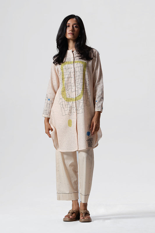 Women's Pearled Ivory Cotton Linen Co-ord Set