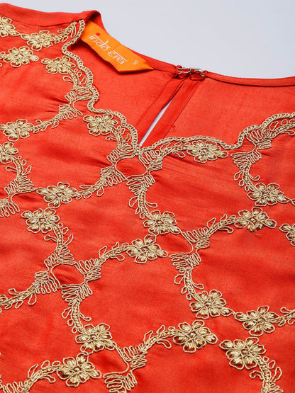 Dhiyona IE Floral Embroidered Kurta with Trousers & With Dupatta