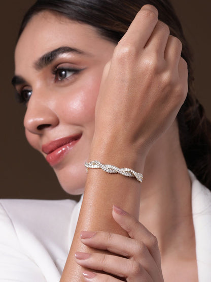 Dhiyona RJ Women's American Diamond Gold-Plated Wraparound Bracelet