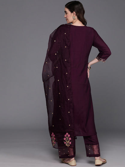 Floral Embroidered Regular Kurta with Trousers & Dupatta
