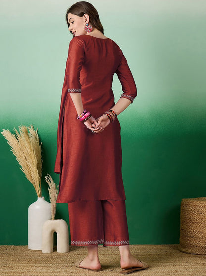 Dhiyona SN Women's Embroidered Straight Kurta Set With Shrug