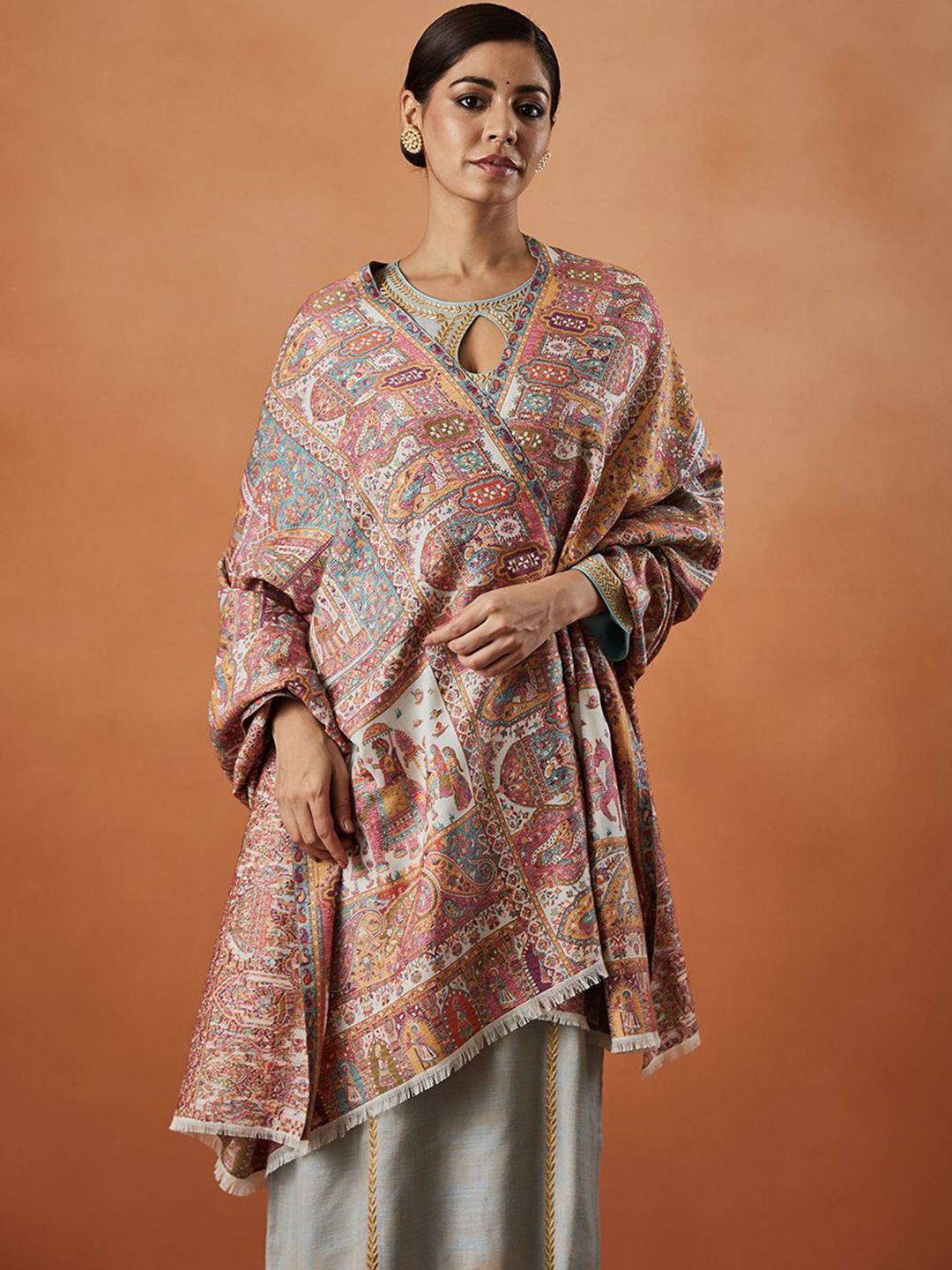 Dhiyona PA Ethnic Motifs Woven Design Shawl