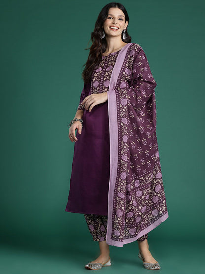 Dhiyona IE Floral Yoke Design Gotta Patti Pure Cotton Kurta With Salwar & Dupatta