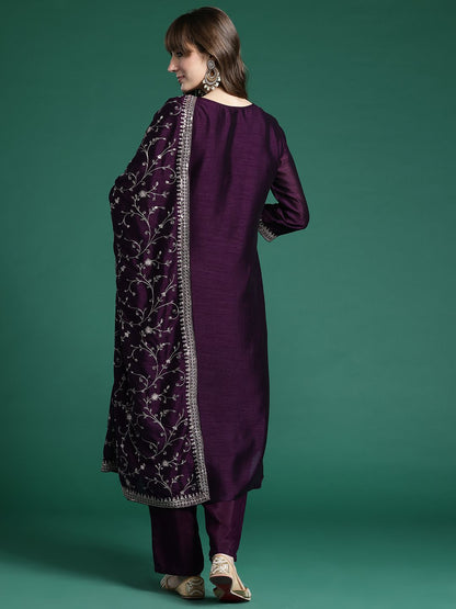 Ethnic Motifs Embroidered Kurta with Trousers & Dupatta