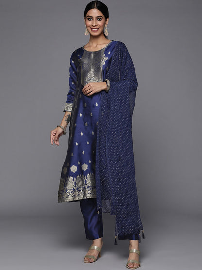Dhiyona VA Women's Blue Kurta with Trousers & With Dupatta