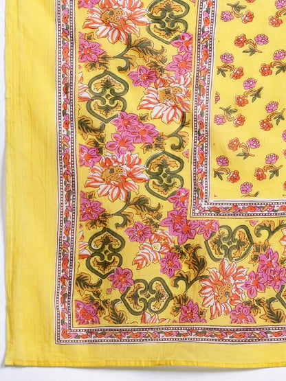 Dhiyona IE Floral Printed Empire Gotta Patti Pure Cotton Kurta With Trousers & Dupatta