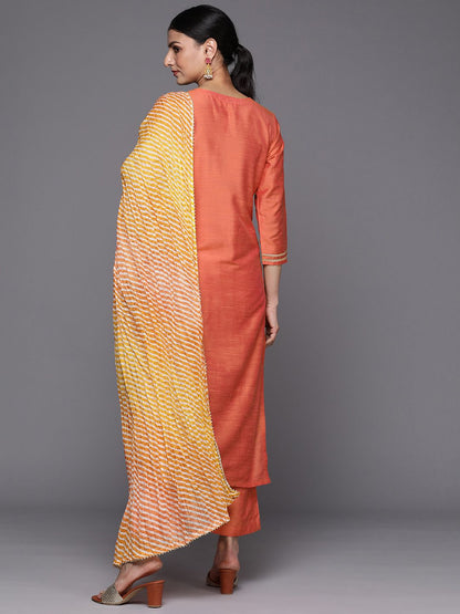 Dhiyona VA Women'sEthnic Motifs Zari Embroidered Sequinned Yoke Design Kurta With Trousers & Dupatta