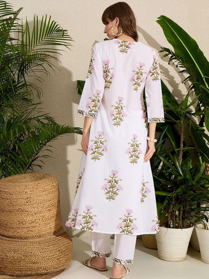Dhiyona IE Women Printed A-Line Kurta With Pants Co-Ords