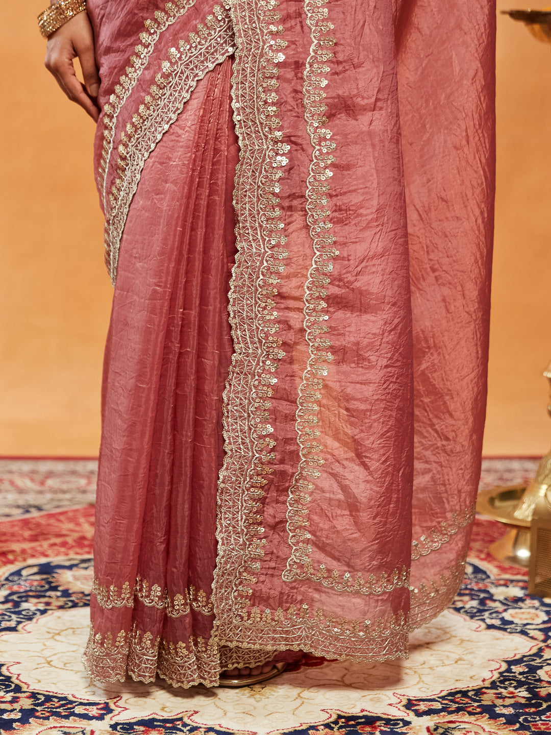 Dhiyona KS Women's Embellished Sequinned Embroidered Organza Saree