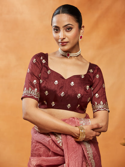 Dhiyona KS Women's Embellished Sequinned Embroidered Organza Saree