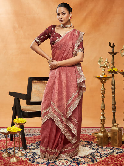Dhiyona KS Women's Embellished Sequinned Embroidered Organza Saree