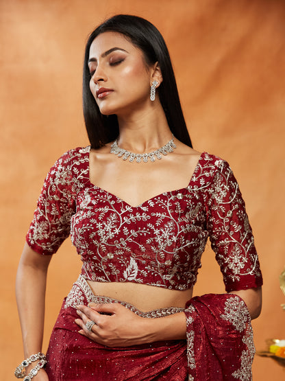 Dhiyona KS Women's Embellished Embroidered Sequinned  Saree