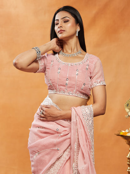 Dhiyona KS Women's Sequinned Embroidered Pure Chiffon Saree