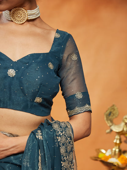 Dhiyona KS Women's Embellished Embroidered Pure Chiffon Saree