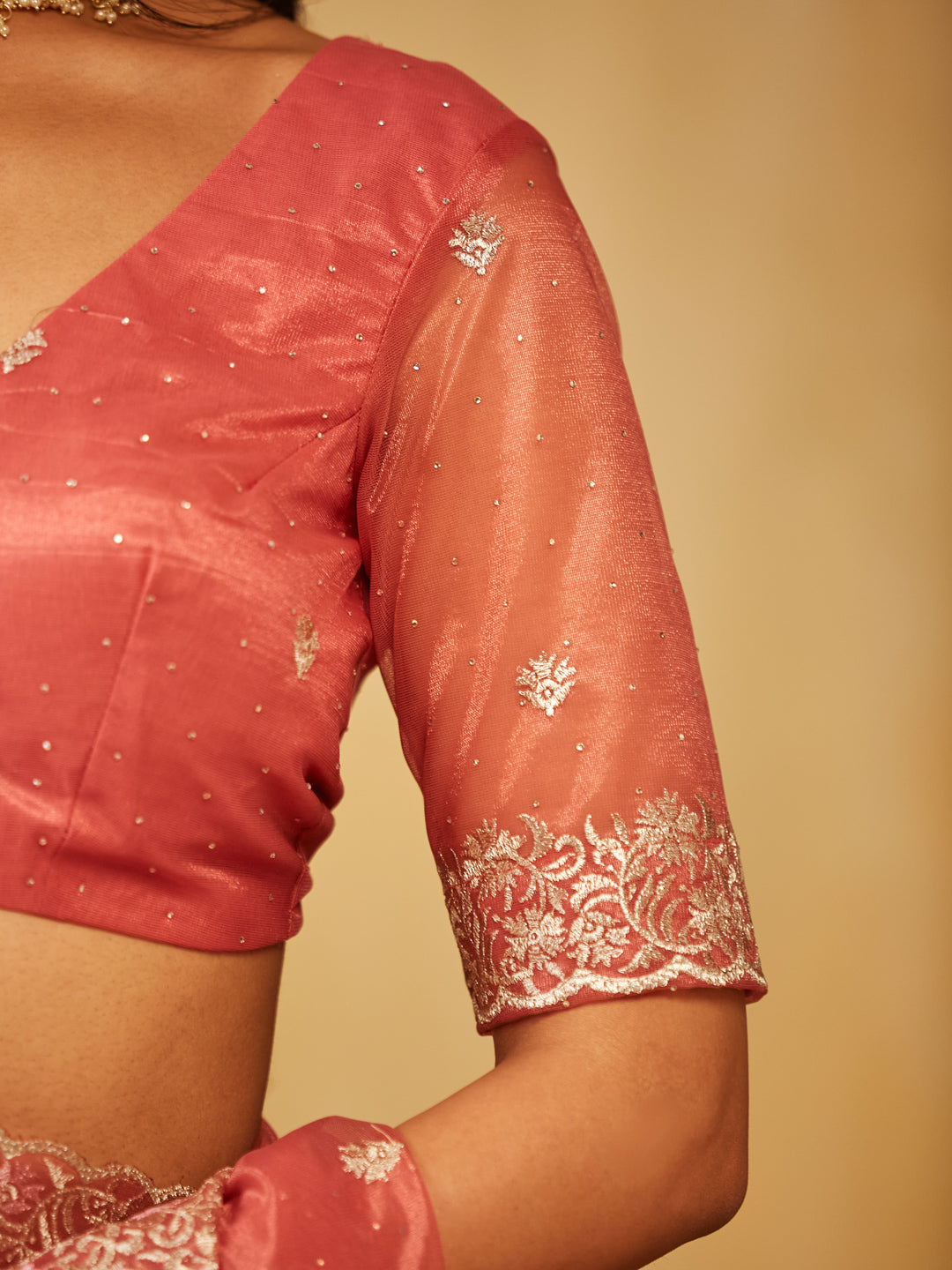 Dhiyona KS Women's Floral Embroidered Supernet Saree