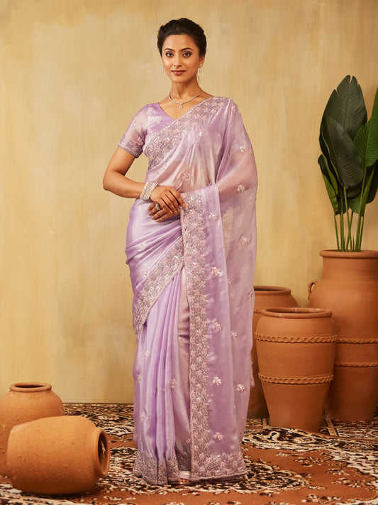 Dhiyona KS Women's Embellished Embroidered Pure Chiffon Saree