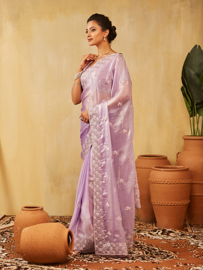 Dhiyona KS Women's Embellished Embroidered Pure Chiffon Saree